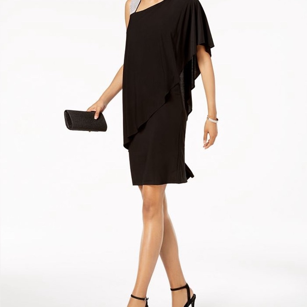 Elegant Black One-Shoulder cocktail dress